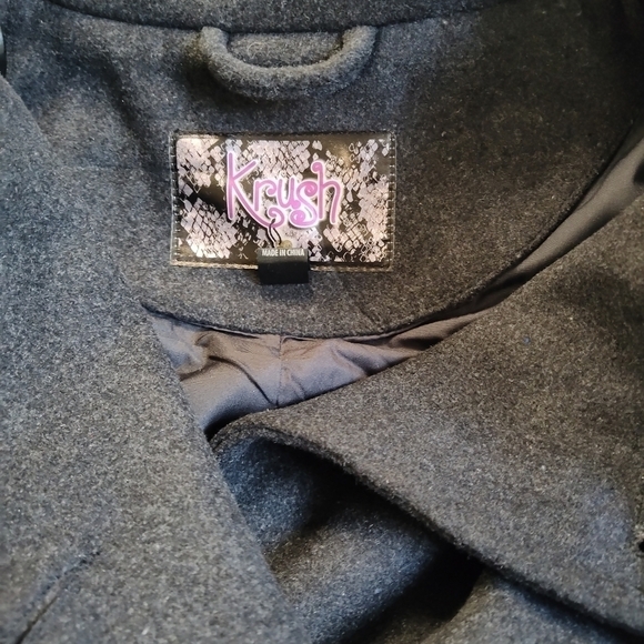 Krush women's jacket cape double breasted wool blend charcoal grey coat Size: L - Picture 5 of 5